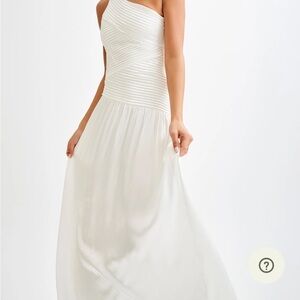 Meshki White Ruched One-Shoulder Sundress